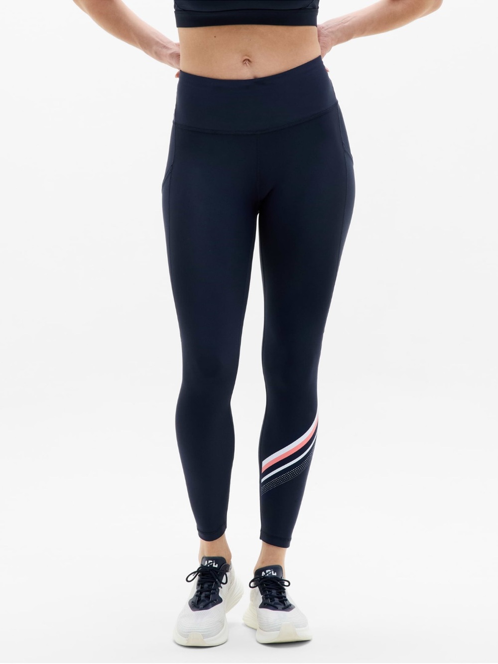 Athleta Interval Stash High Rise Diagonal Stripe 7/8 Leggings Size S NWT